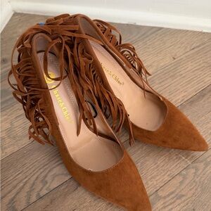 Chase + Chloe Brown Fringe Heels